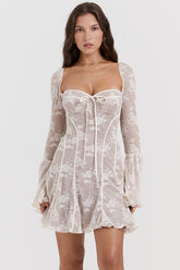 Vintage Cream Lace Belted Dress | Dress In Beauty